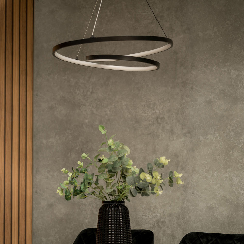 ValueLights Infinity Matt Black Loop Integrated LED Ceiling Light Image 5