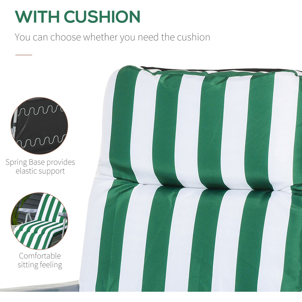 Outsunny Set of 2 Green and White Folding Recliner Chair Image 5