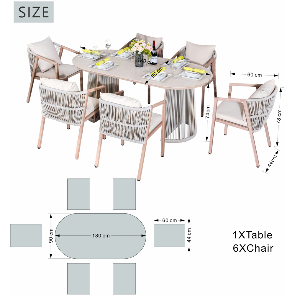 Direct Wicker Grey 6 Seater Iron Woven Oval Garden Dining Set Image 9