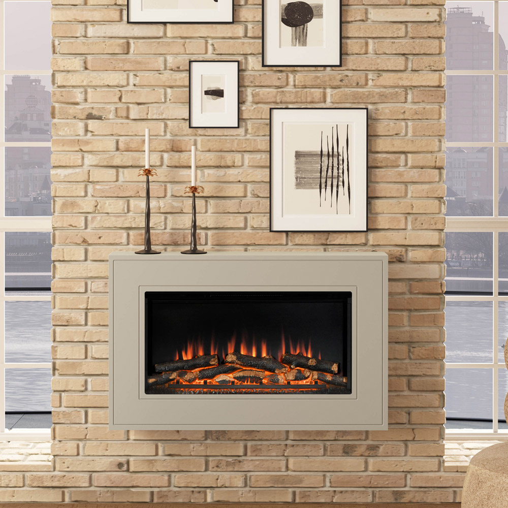 Be Modern Albali Stone Timber Wall Hung Electric Fireplace 38 inch Image 6