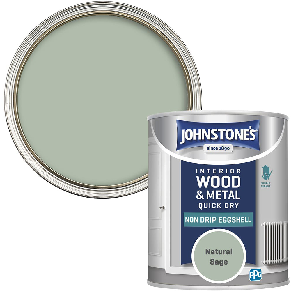 Johnstone's Interior Wood and Metal Quick Dry Eggshell Paint - Natural Sage / 750ml Image 1