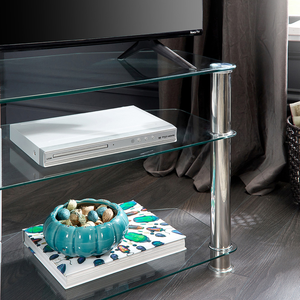 MMT Furniture Designs 2 Shelf Clear Glass Corner TV Unit Image 4