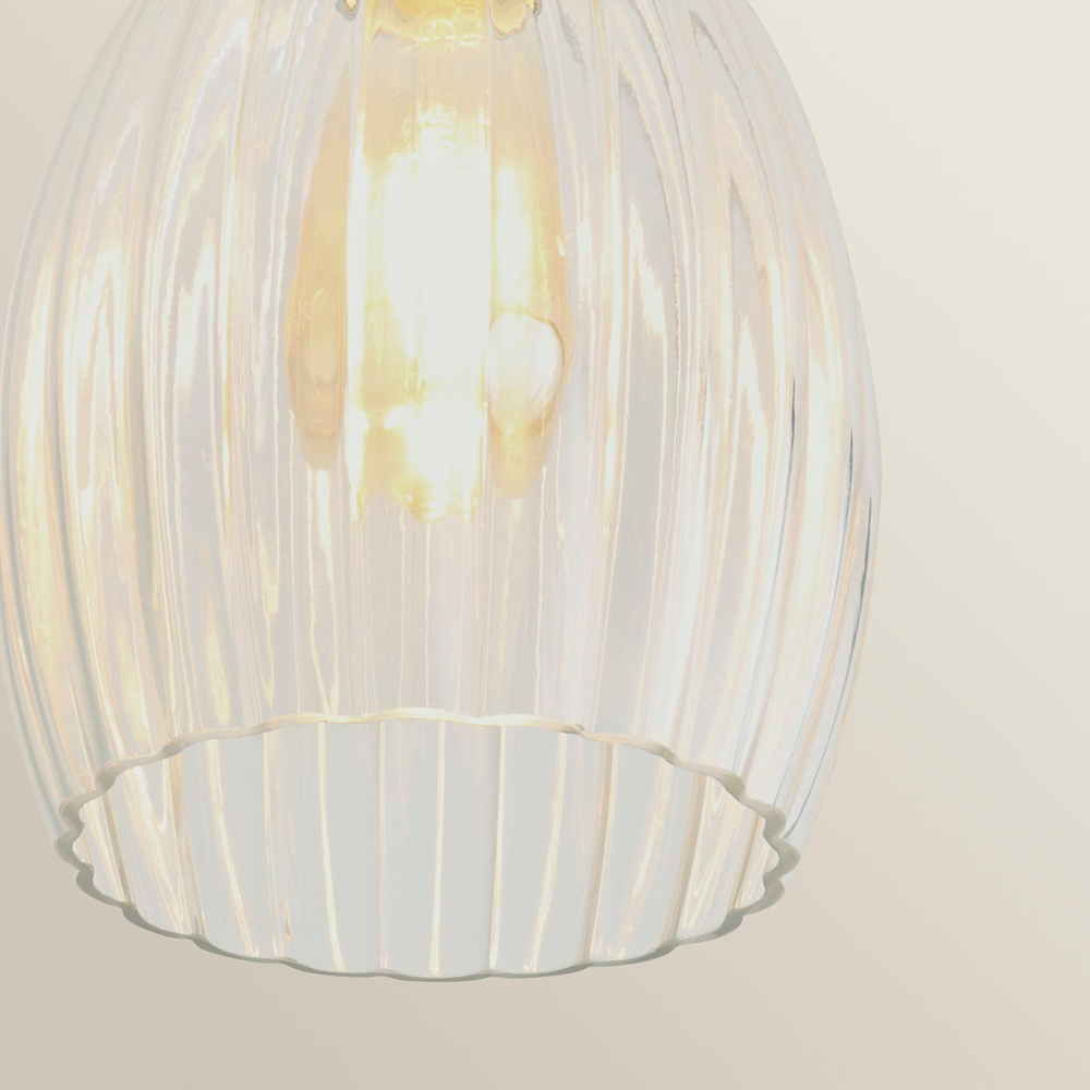 ValueLights Cheltenham Ribbed Shade Brushed Gold Flush Ceiling Light with Bulb Image 4