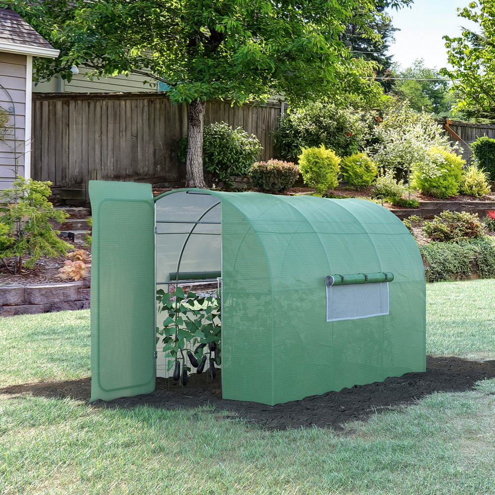 Outsunny Green Steel 6.5 x 10ft Walk In Polytunnel Greenhouse Image 2