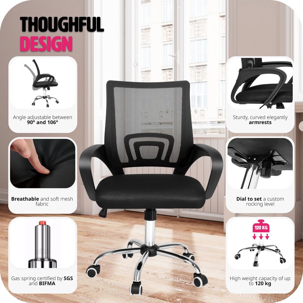 tectake Marius Black Padded Office Chair Image 4