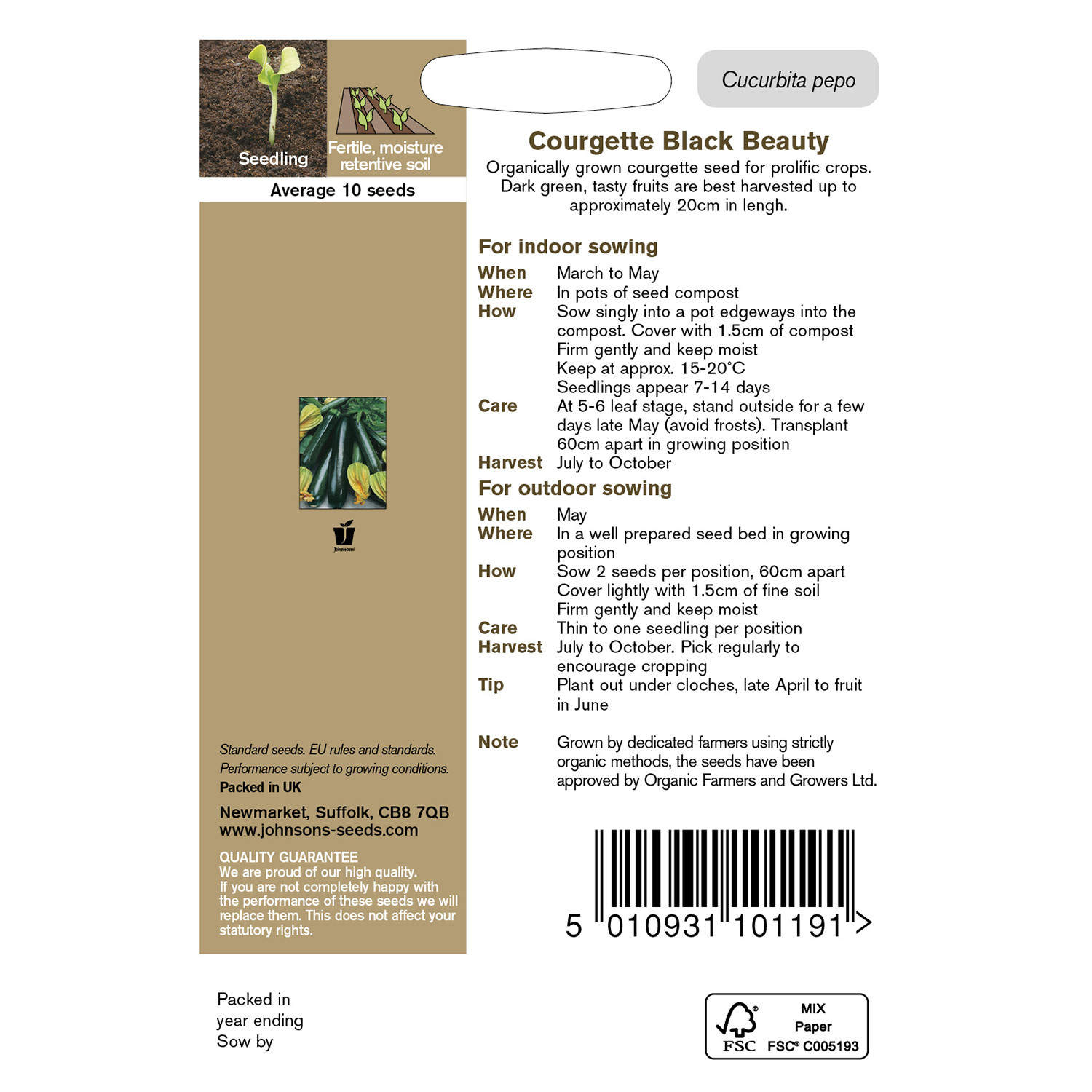 Johnsons Organic Black Beauty Courgette Seeds Image 3