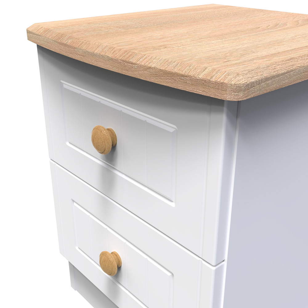 Crowndale Warwick 2 Drawer White Ash and Oak Compact Bedside Cabinet Image 5