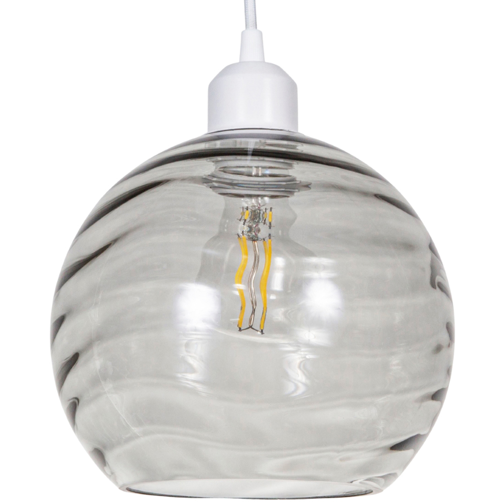 Happy Homewares Designer Smoked Circular Ribbed Glass Non Electric Pendant Shade Image 1