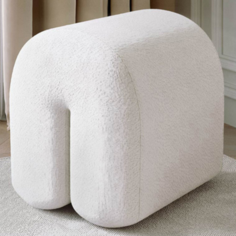 CARME Home Laurie Ivory Bouclé Stool Image 1