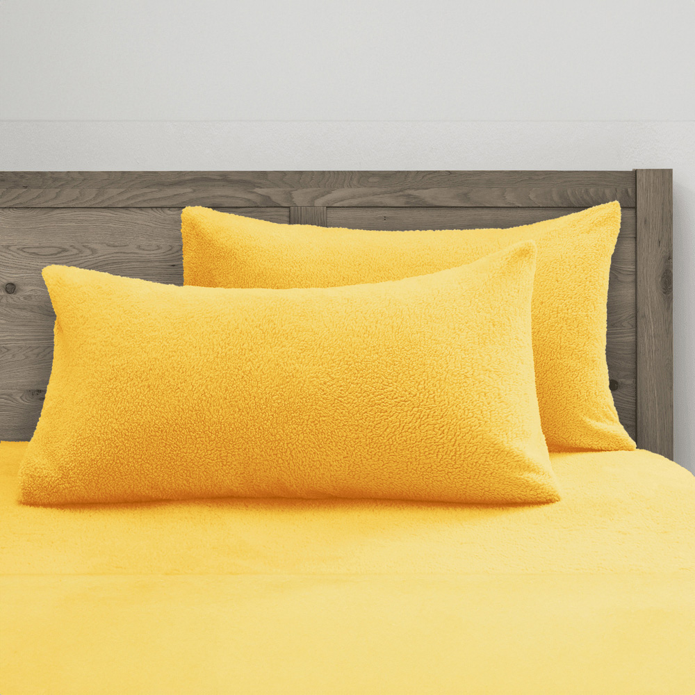 Velosso Ochre Teddy Fleece Pillowcase 2 Pack Image 2