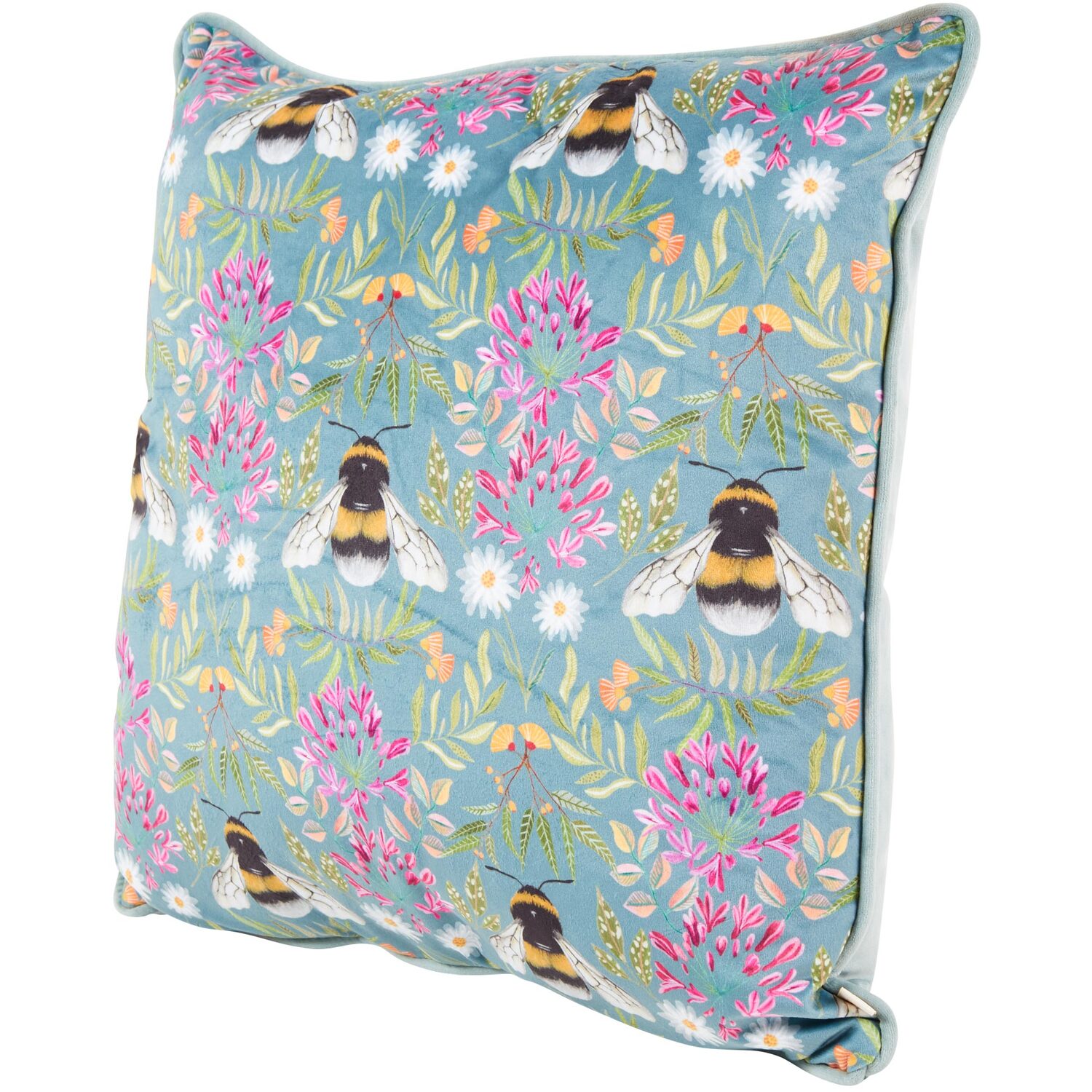 Zinnia Bee Cushion - Blue Image 3