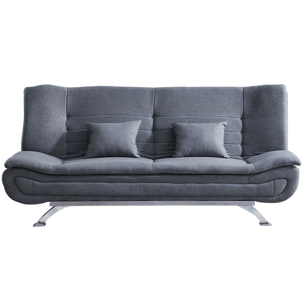Living and Home 2 Seater Grey Linen Fabric Sofa Bed Image 2