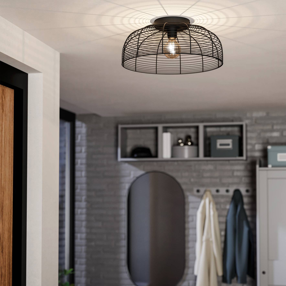 EGLO Rinroe Black Steel Wire Ceiling Light Image 4