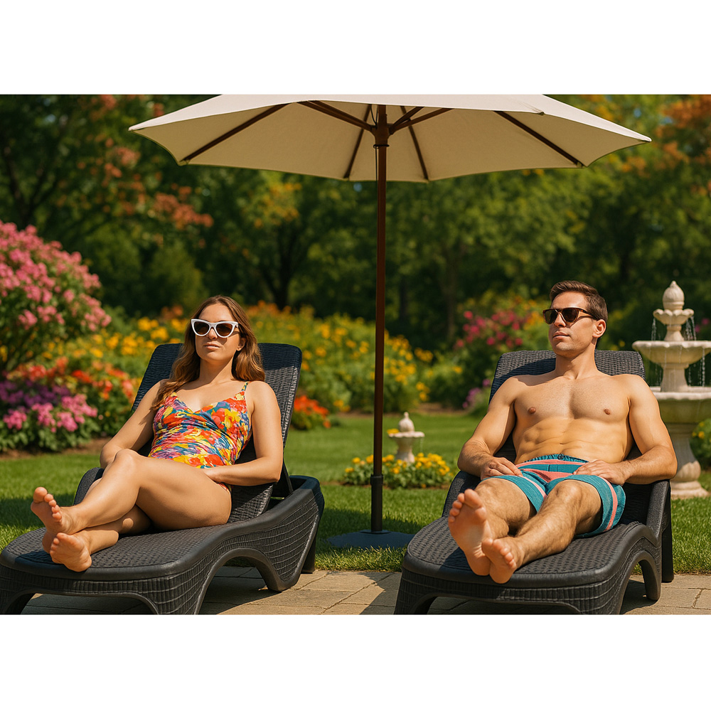 Centurion Supports Maldives Black Rattan Adjustable Sun Lounger Image 5