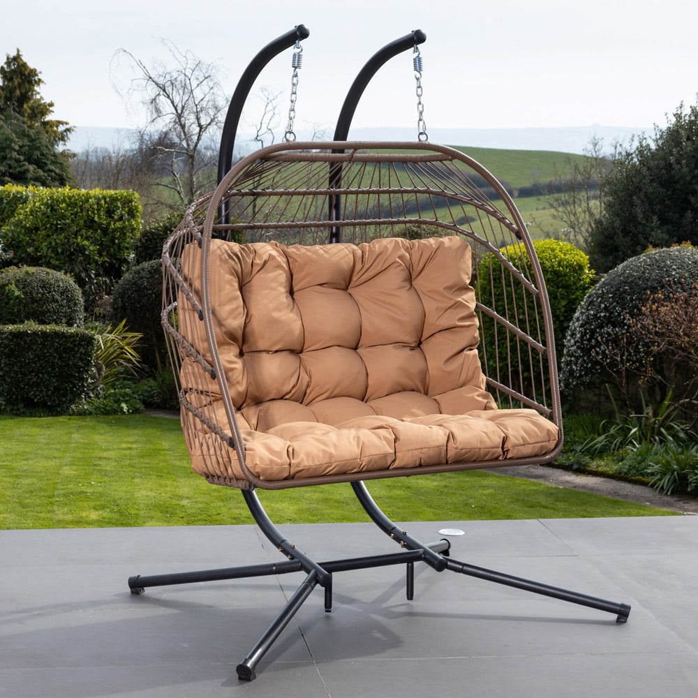 Artemis Haversham 2 Seater Brown Swinging Garden Seat Image 4
