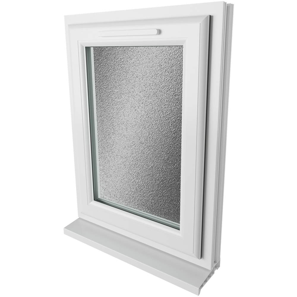 Crystal uPVC Double Glazed Window Left Hand Side Hung White Obscure Glass 610x965mm Image 9
