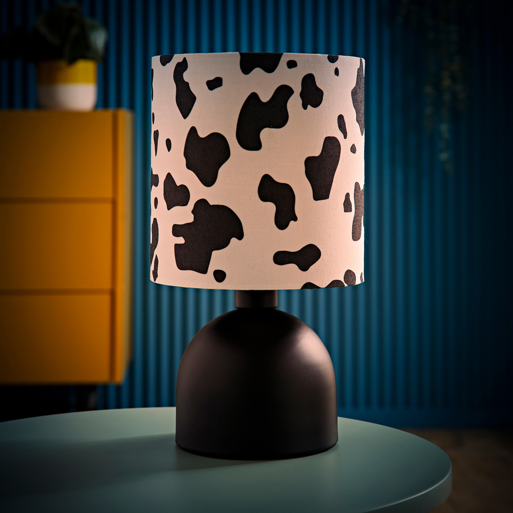 ValueLights Miley Cow Print Drum Lamp Shade Matte Black LED Table Lamp Image 6