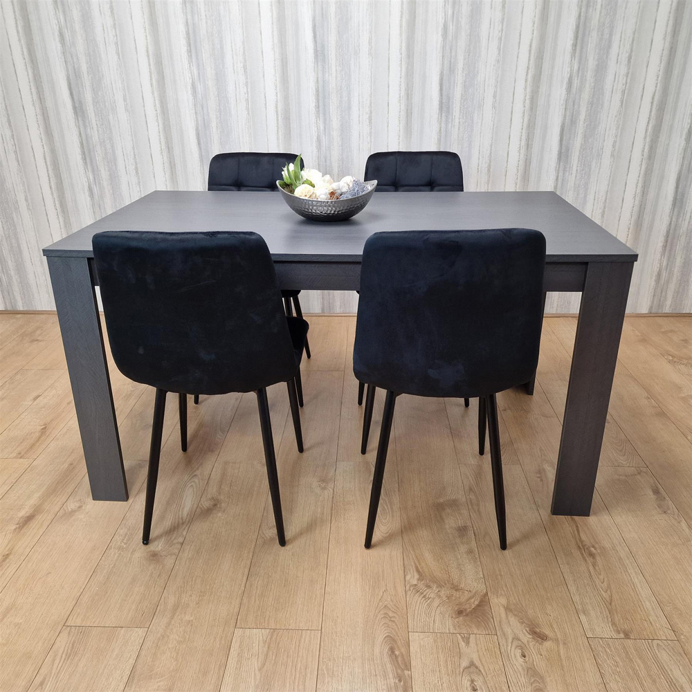 Portland 4 Seater Dining Set Dark Grey and Black Image 4
