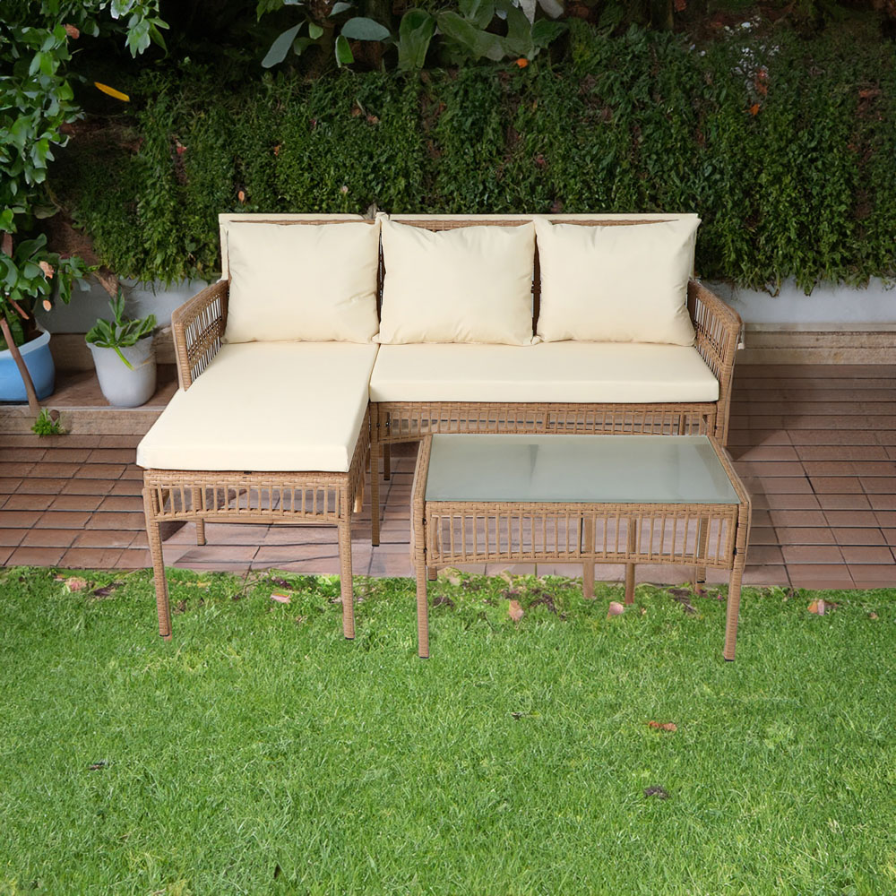 Neo 3 Seater Rattan Wicker Rope Corner Outdoor Furniture Set Image 4