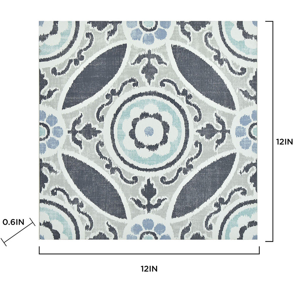 Floorpops Sienna Grey Blue Navy and White Peel and Stick Floor Tile 30.48 x 30.48cm 10 Pack Image 9