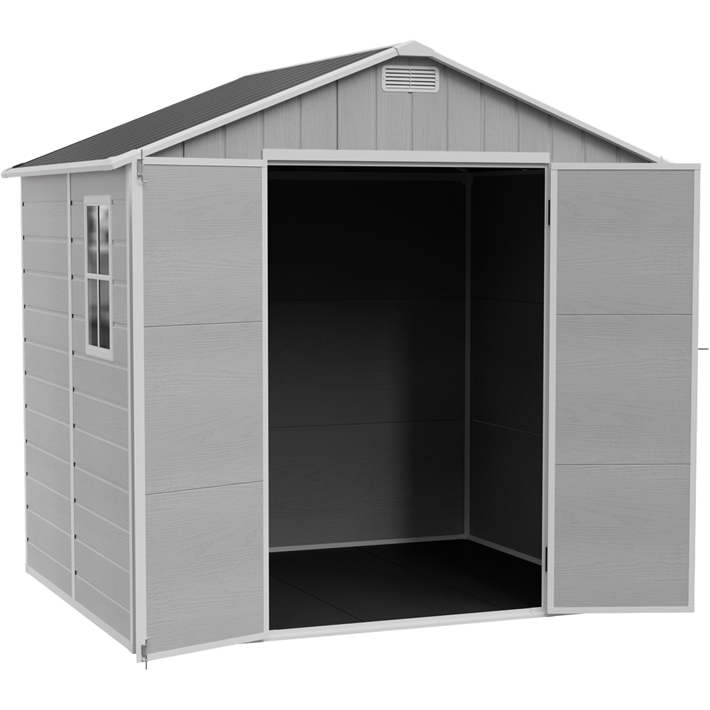 Living and Home 8 x 6ft Smokey Grey Wood Grain Plastic Apex Storage Shed Image 4