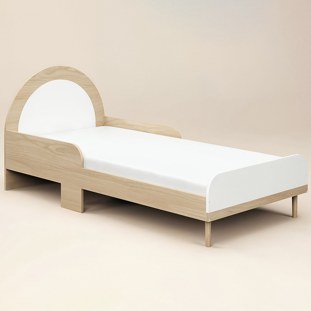 Flair Noah Single Oak and White Bed with Curved Headboard Image 2