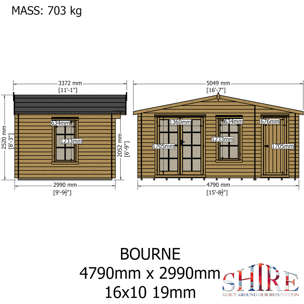 Shire Bourne 16 x 10ft Apex Garden Log Cabin Image 7