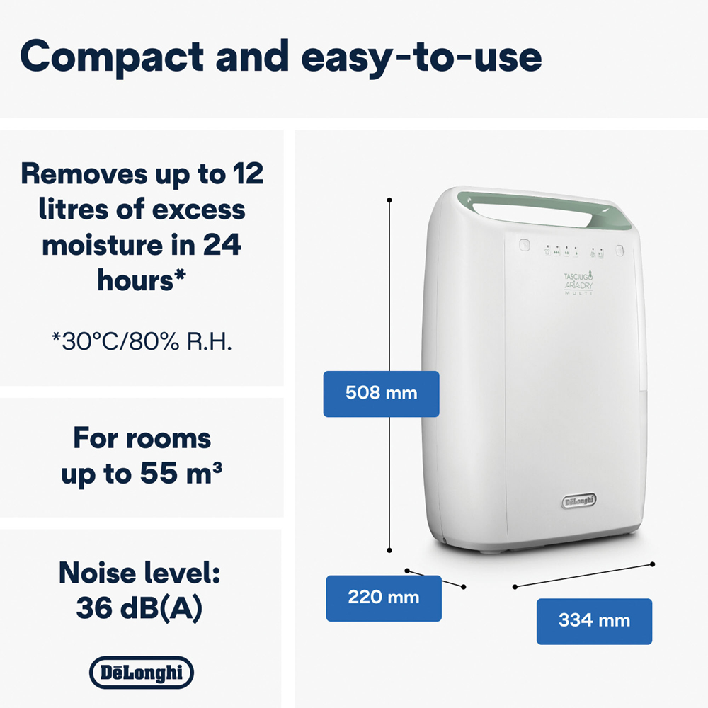 De'Longhi Tasciugo AriaDry Multi White Dehumidifier 12L Image 6