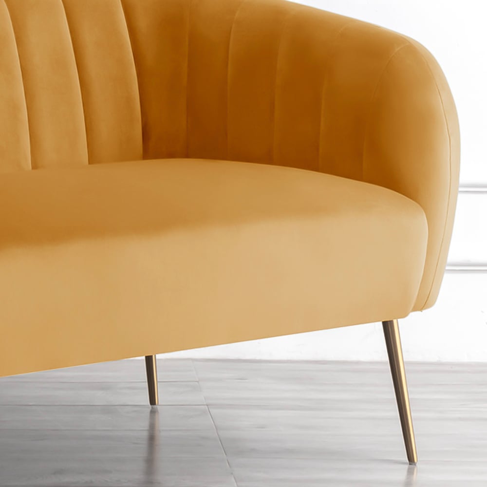 Matilda 2 Seater Yellow Velvet Sofa Image 3