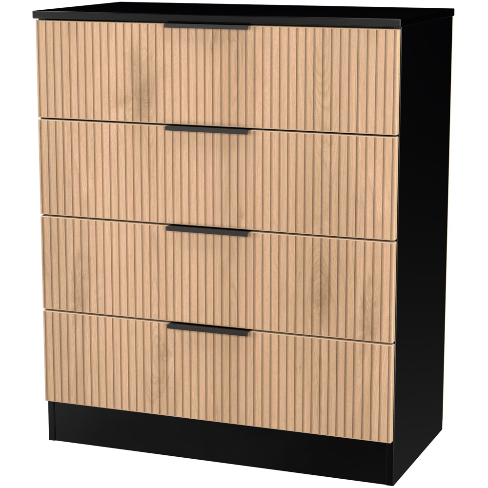 Crowndale Java 4 Drawer Slatt Effect and Black Chest of Drawer Image 4