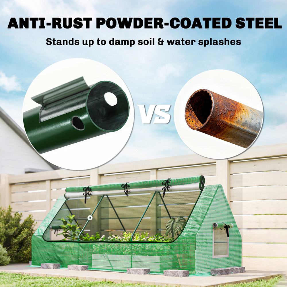 Outsunny 3 x 7.9ft Green PE Cover Portable Small Polytunnel Greenhouse Image 3
