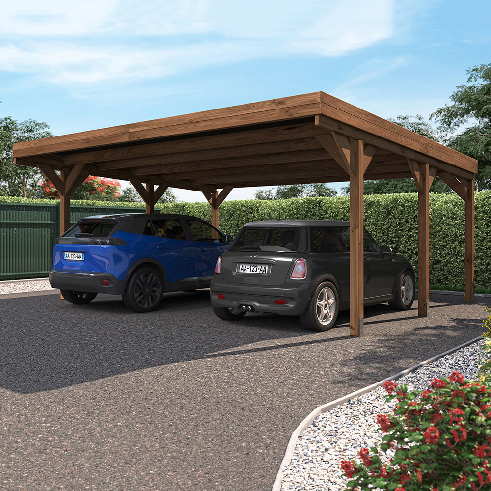 Cerland Victor Double Wooden Carport 19.6 x 16.4ft Image 2