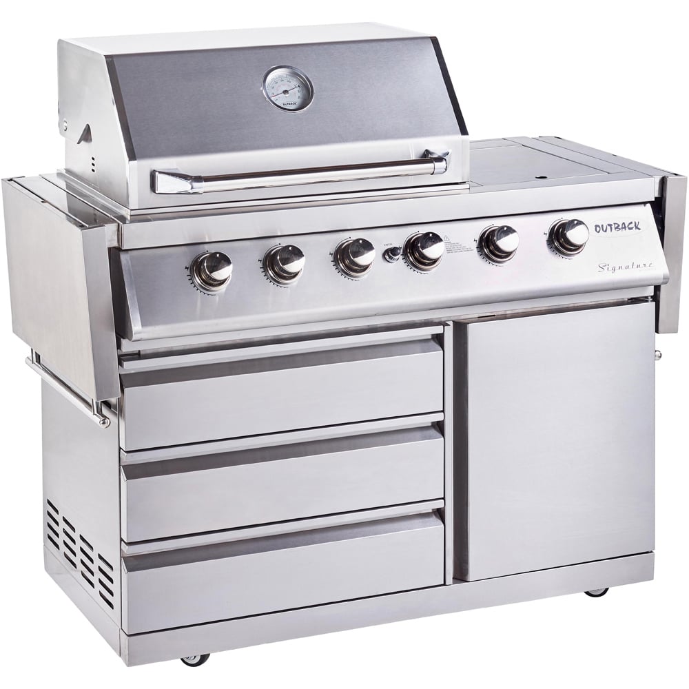 Outback Signature II 4 Burner Hybrid Gas Barbecue with Side Burner and Multi Cooking Surface Image 1