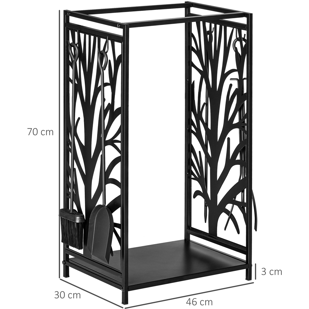 Outsunny Black Firewood Wood Log Rack with Tools Image 3