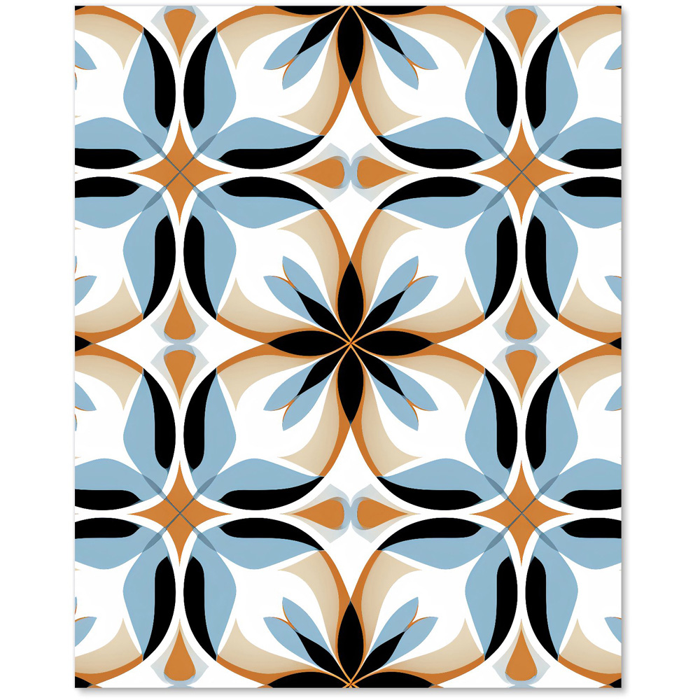 Warren Reed Designer White Brown and Blue Geometric Pattern Glass Kitchen Splashback 75 x 60cm Image 2