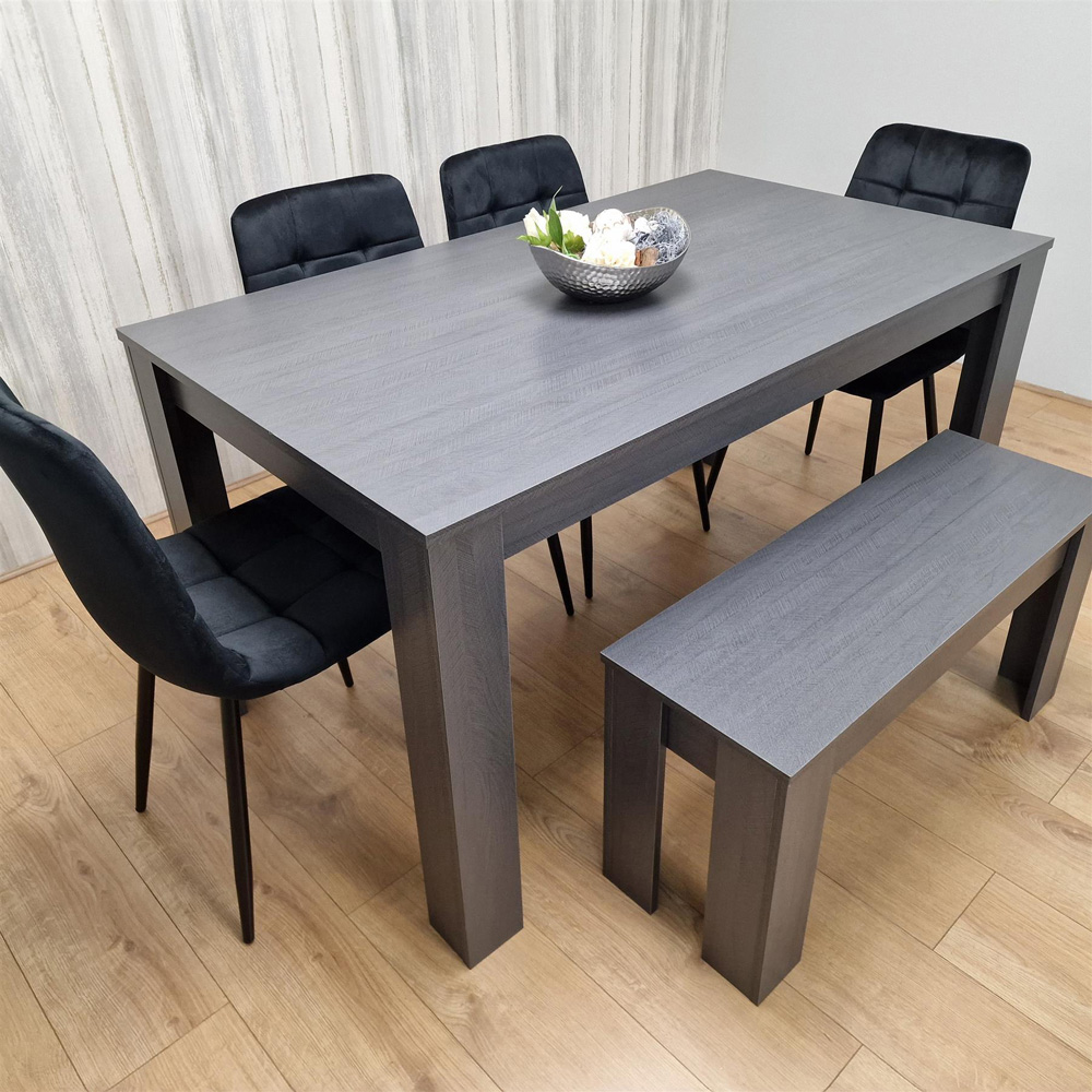 Portland 6 Seater Dining Set Dark Grey and Black Image 3