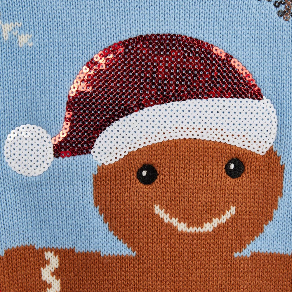 Ladies Gingerbread Man Jumper - Blue / UK 8 - 10 Image 4