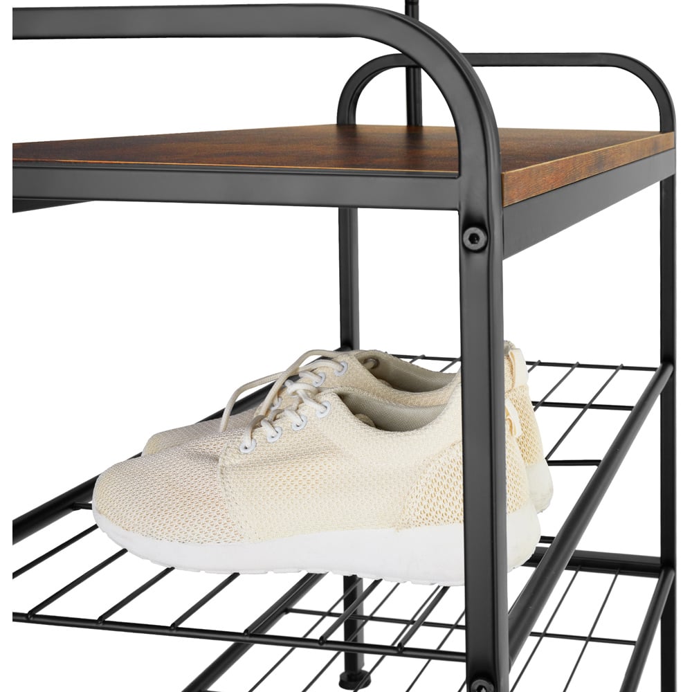tectake Wichita 2 Shelf 9 Hook Dark Wood Rustic Coat and Shoe Rack Image 5