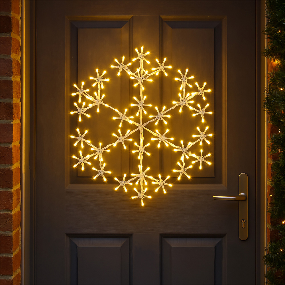 Xmas Haus 180 Warm White LED Metal Snow Flake Light 49 x 49cm Image 2