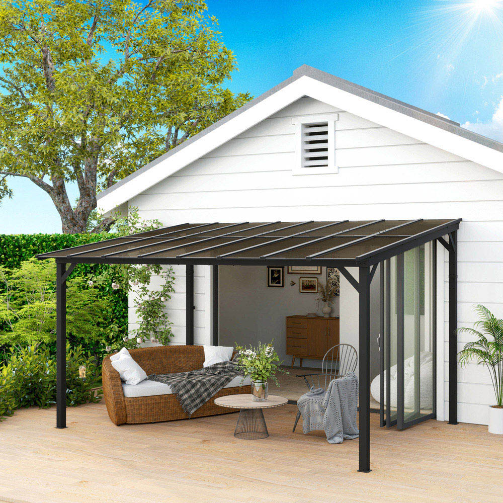 Outsunny 3 x 4.3m Black Pergola with Waterproof Roof Image 7