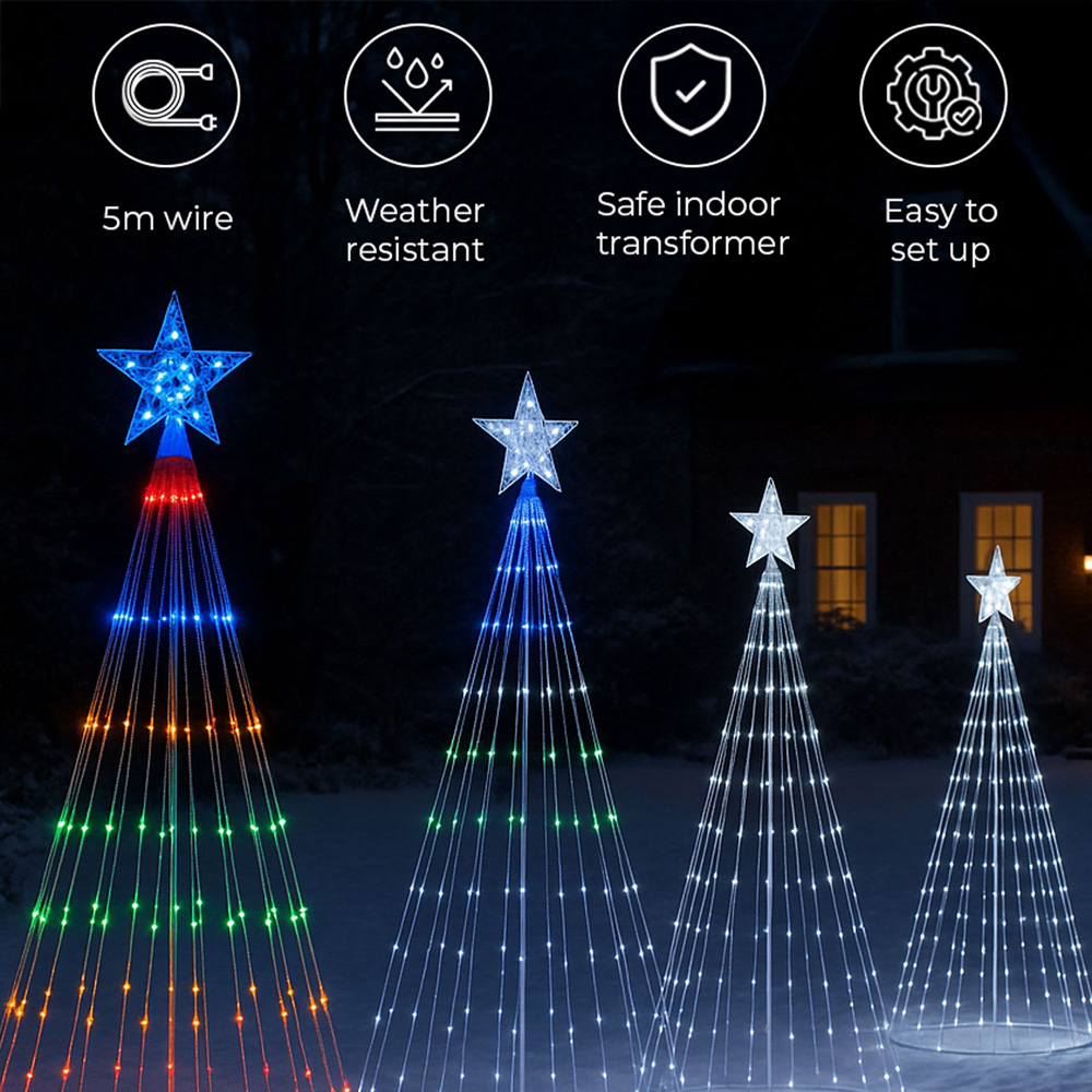 Neo Multicolour Waterfall LED Outdoor Christmas Tree with Remote 6ft Image 6