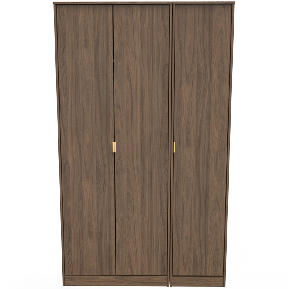Crowndale Hong Kong 3 Door Carini Walnut Tall Wardrobe Ready Assembled Image 3