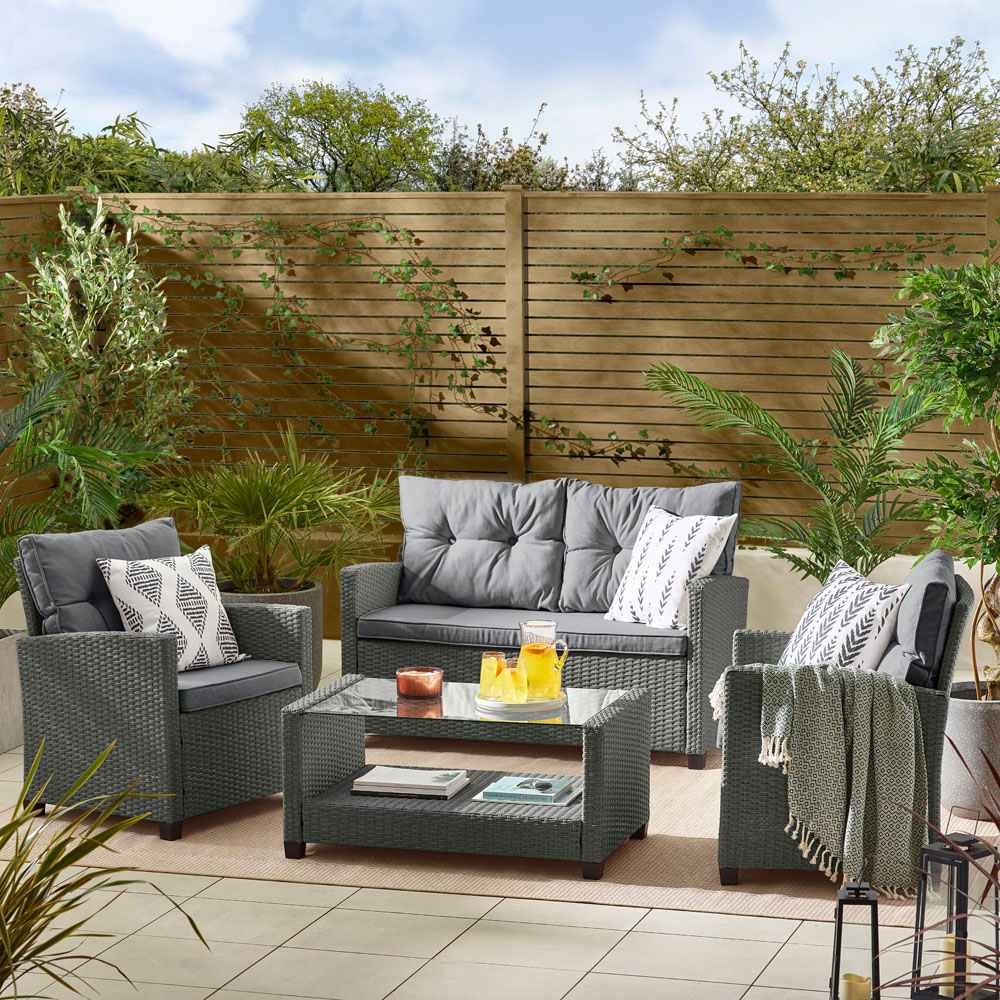 Furniturebox Tucson Grey Rattan 4 Seater Outdoor Sofa Set Image 7