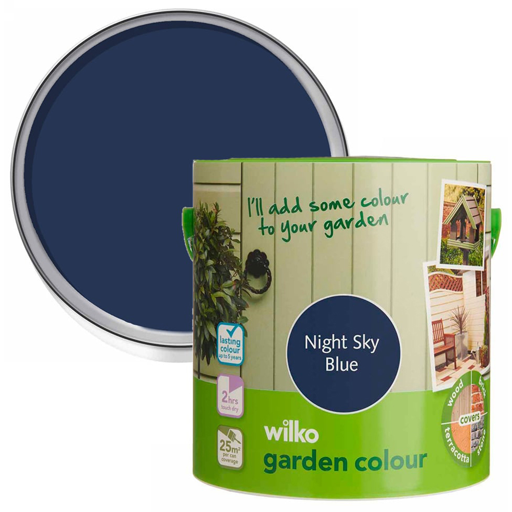 Wilko Garden Colour Night Sky Blue Wood Paint 2.5L Image 1