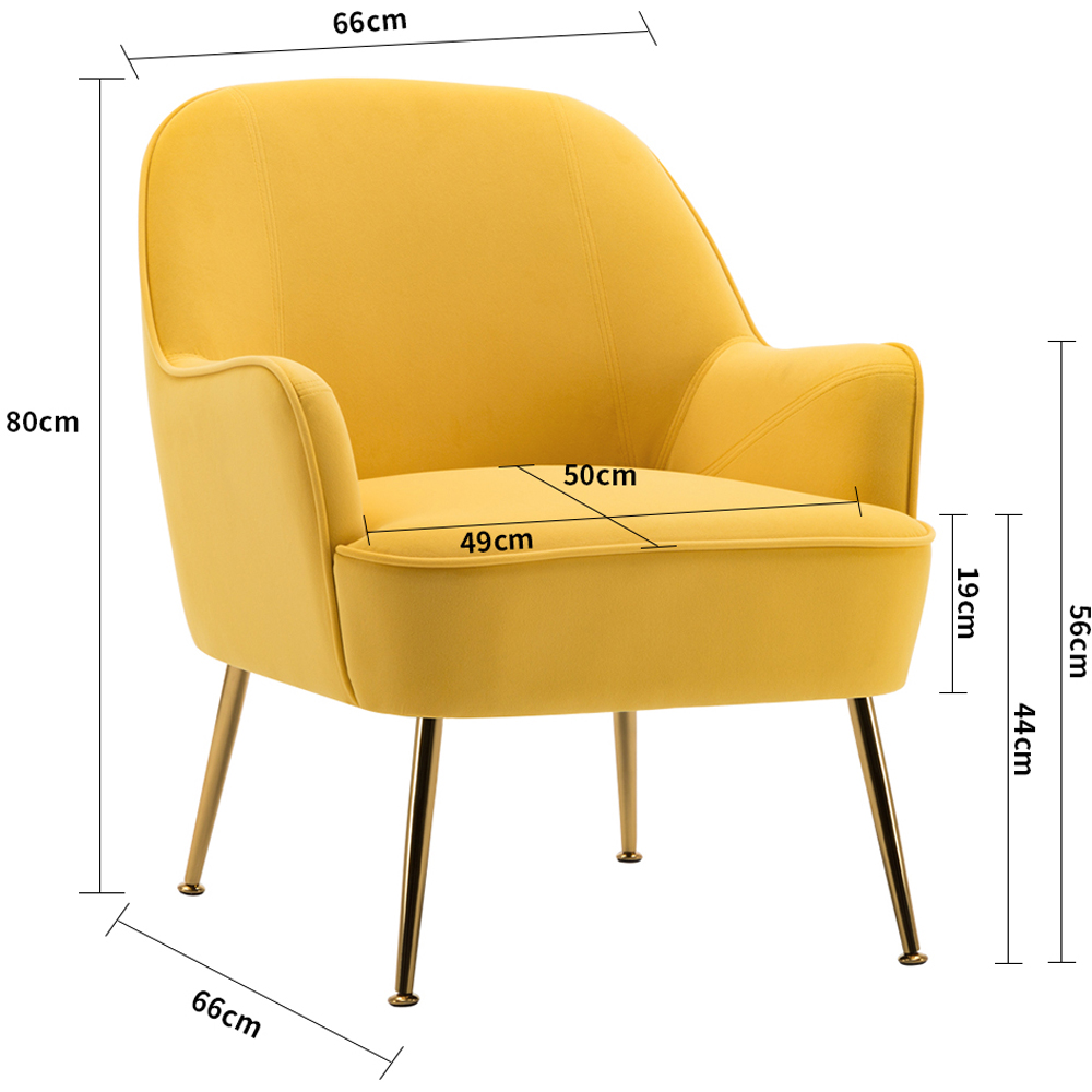 Living and Home Yellow and Gold Armchair Image 8