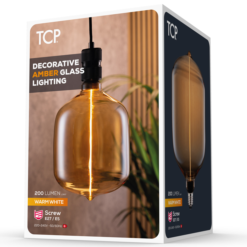 TCP Amber E27 Warm White Glow Vertical Decorative Bulb Image 3