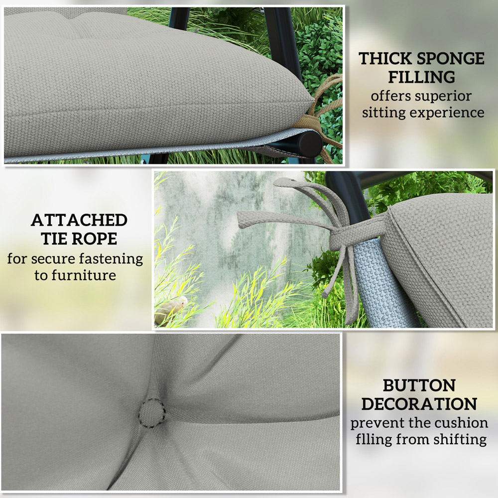 Outsunny Grey Garden Chair Cushions 49 x 50cm 2 Pack Image 7