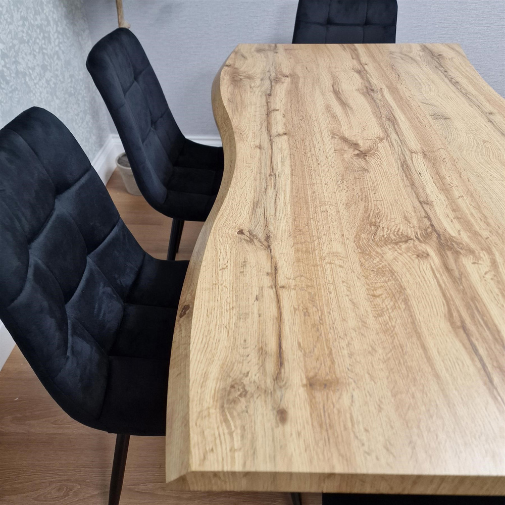 Portland 5 Seater Velvet Wooden Dining Set with Bench Brown and Black Image 9
