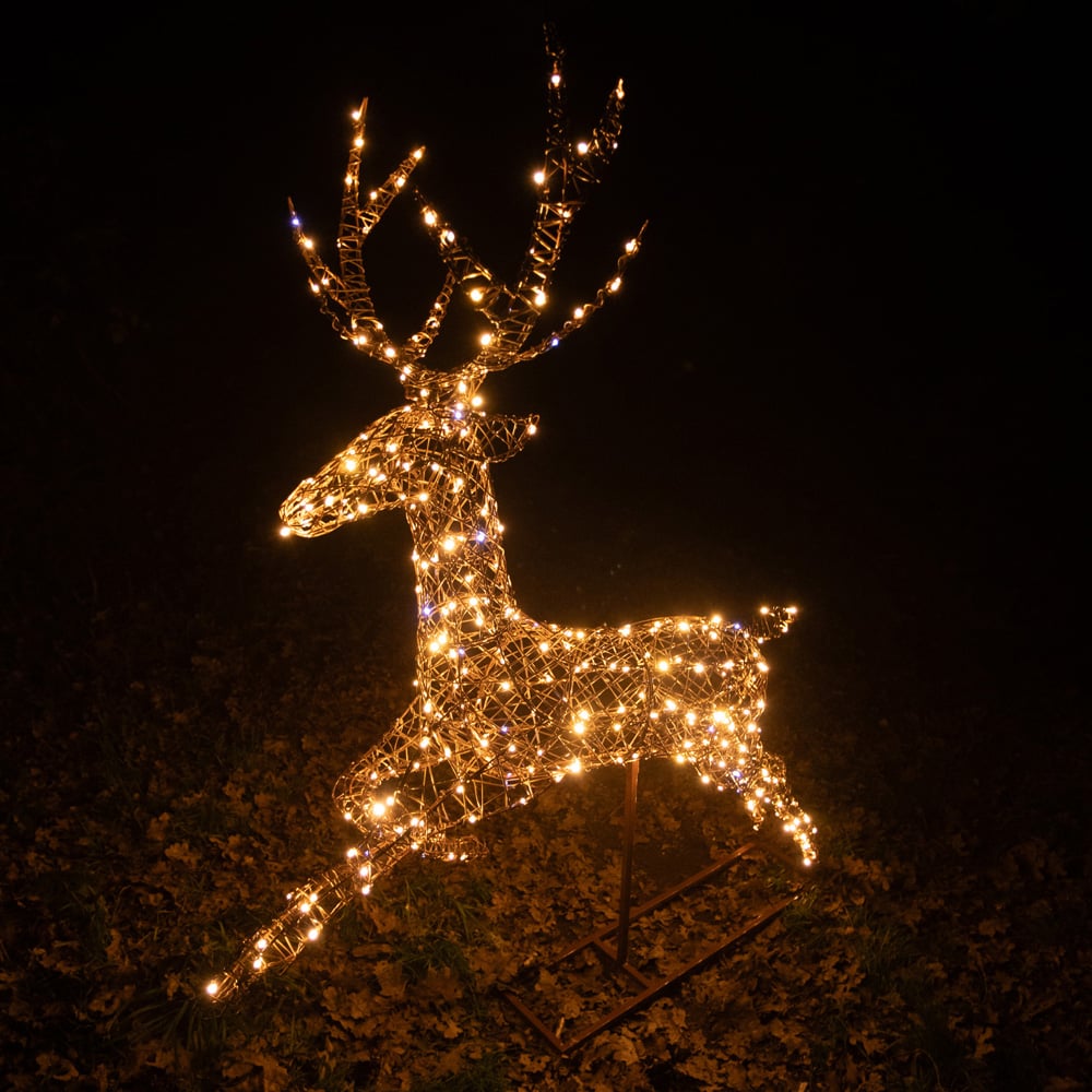 The Christmas Centre 330 LED Brown Weave Light-Up Flying Stag Reindeer 5ft Image 9