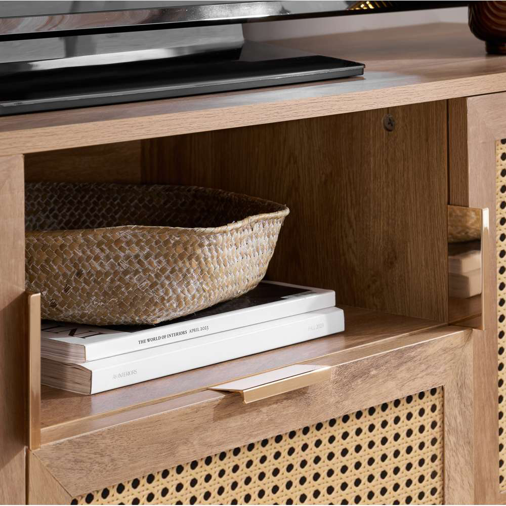 Birlea Noah 2 Door Single Drawer Rattan Effect TV Unit Image 8